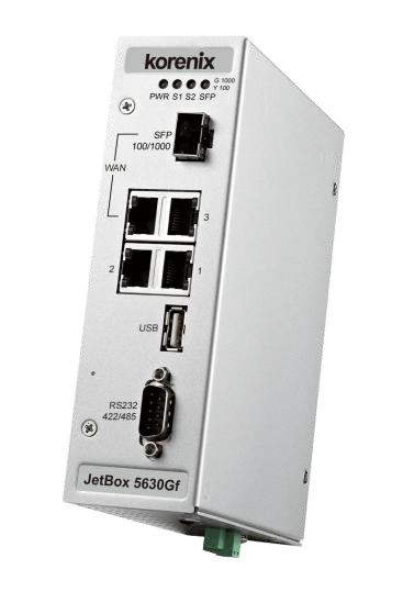 Korenix JetBox 5630Gf-w, Router Industrial VPN / Ordenador Linux / Servidor de puerto Serie en QNV